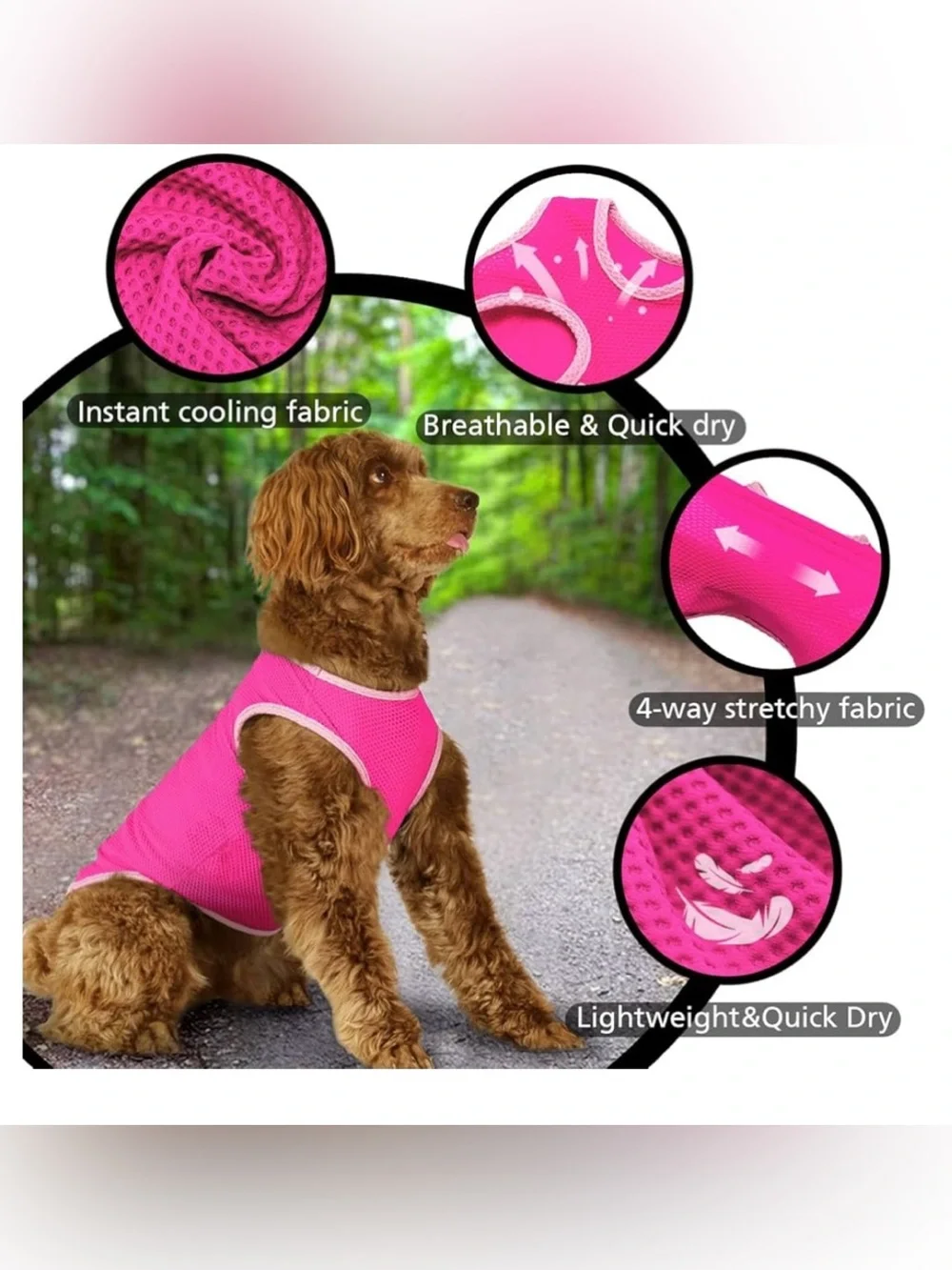 Breathable Pink Mesh Dog Cooling Shirt- Lightweight for Summer - Never Worn